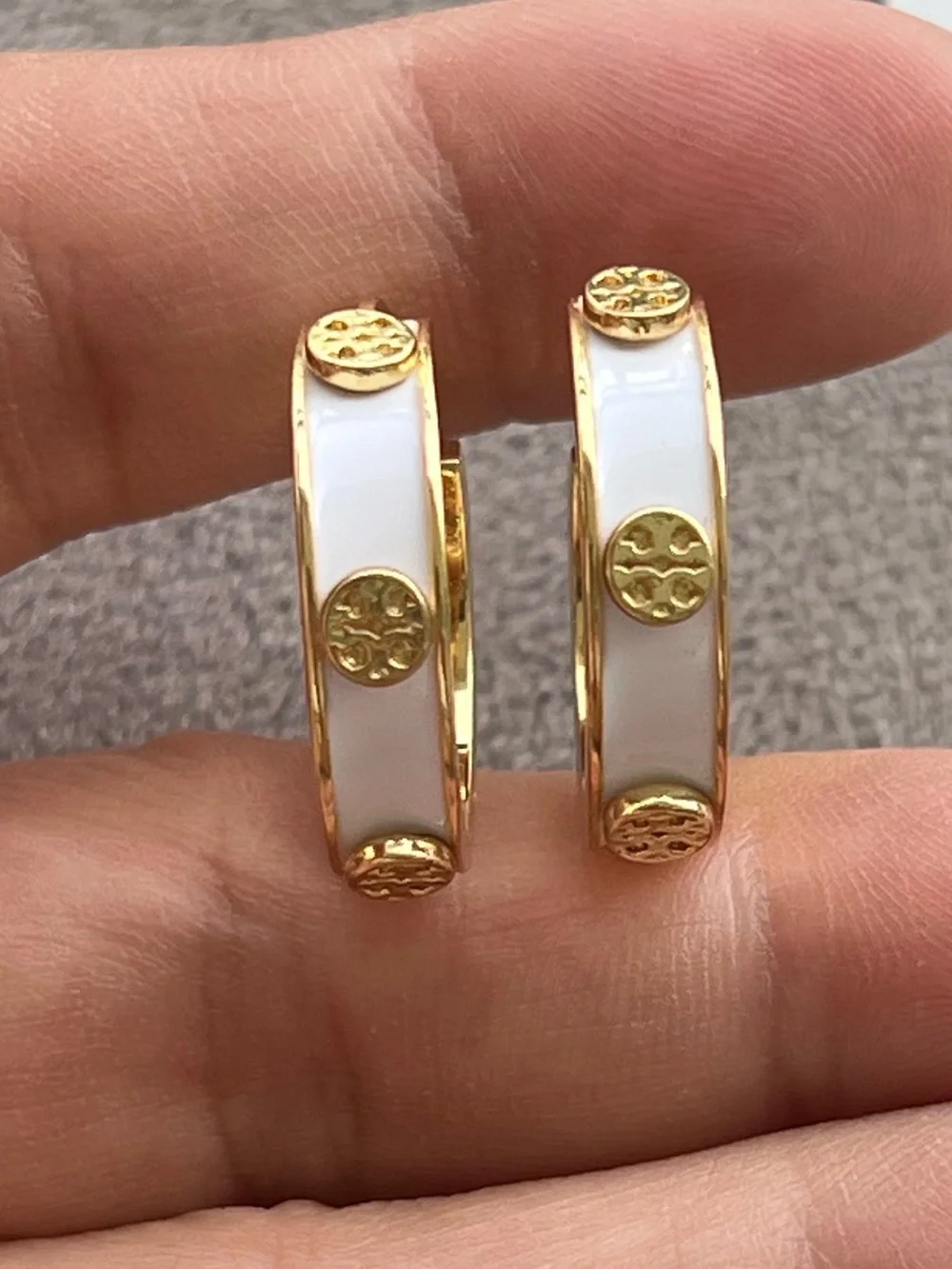 Tory Burch Miller White Enamel Hoop